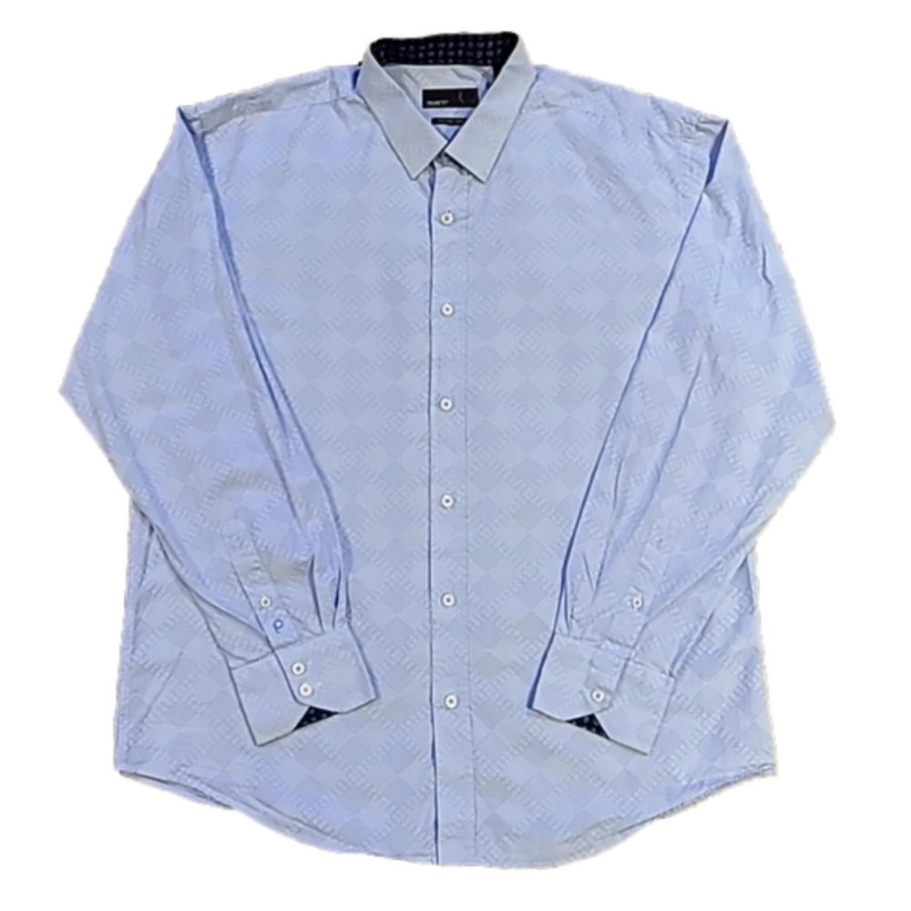 𝅺quieti Light Blue Diamond Design Button-Up Dress Shirt